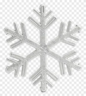 A silver snowflake ornament with sparkly texture.
