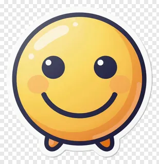 A yellow smiling face sticker with simple eyes and a curved mouth.