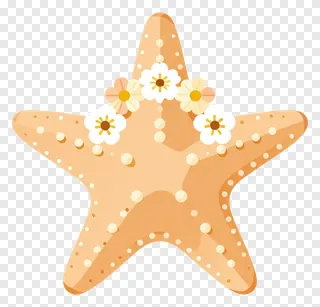 A starfish wearing a flower crown.