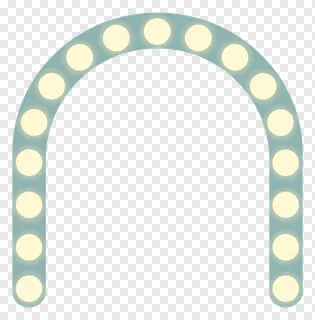 A teal-colored arch with cream lights.