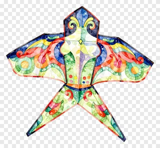 A colorful kite with stained-glass design patterns.