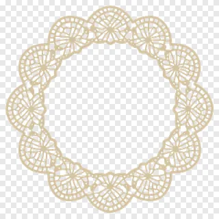 Vintage lace doily edge with floral patterns.