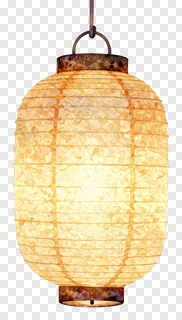 A hanging paper lantern emitting warm light.