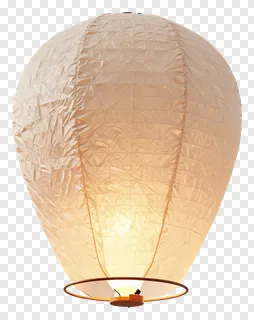 A lit paper sky lantern glowing warmly.
