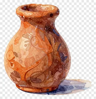 A watercolor-style clay diya with floral patterns.