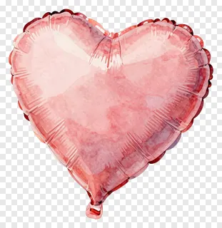 A pink watercolor-style heart balloon.