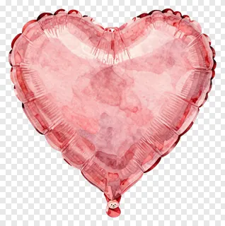 A pink heart-shaped balloon with watercolor texture.