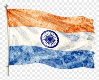 A watercolor painting of the Indian flag waving in the wind.