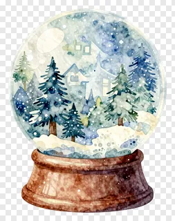 Snow globe with winter landscape inside.