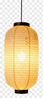 Hanging paper lantern emitting soft light.