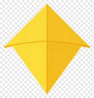 A yellow kite with diagonal stripes.