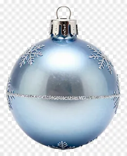 A blue Christmas ornament with silver snowflakes.