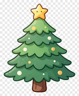 A cartoon Christmas tree with a star on top.