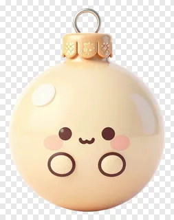 A cream-colored Christmas ornament with a cute cartoon face.
