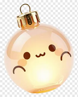 A glowing Christmas ornament with a cute smiling face.