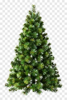 A green artificial Christmas tree with dense needles.