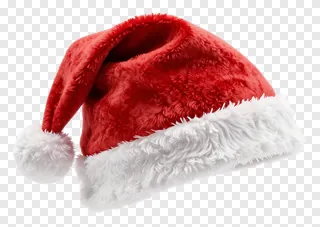 A red Santa hat with white trim and pom-pom.