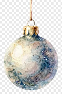 A watercolor-style Christmas ornament with galaxy-like colors.