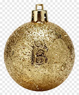 Golden Christmas bauble with glitter and embossed letter B