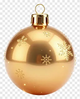 A golden Christmas ornament with snowflake patterns.