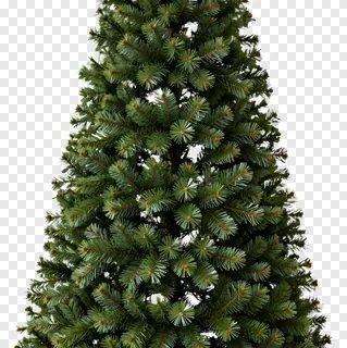 A realistic artificial pine Christmas tree with green needles.