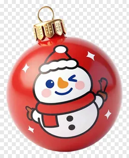 Red Christmas ornament with a winking snowman design.