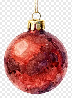 A red watercolor Christmas ornament with a gold cap.