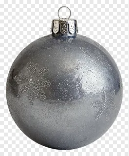 Silver Christmas bauble with frost texture and snowflake designs.