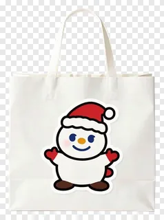 White shopping bag with a snowman sticker.