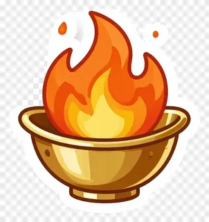 A brass diya with two flames burning.