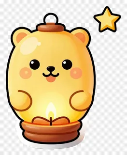 A cute bear-shaped Diwali lantern with a lit candle and a star.
