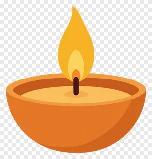 A diwali candle with an orange flame.
