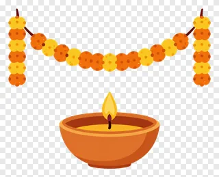 Diwali garland and oil lamp for festival decoration