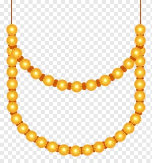 U-shaped golden Diwali garland with glowing beads.