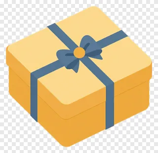 An isometric view of a gift box with a bow.