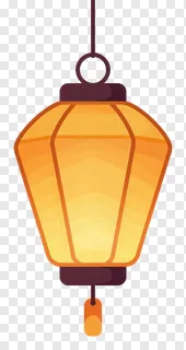 Hanging Diwali lantern with orange gradient and tassel.