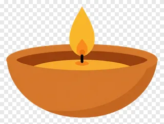 A simple diya with an orange flame.