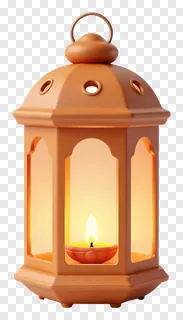 A terracotta diwali lantern with a dome and glowing light.