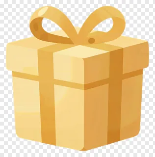 A golden gift box with a bow on top.