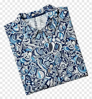 Abstract blue and white festival pattern on folded shirt.