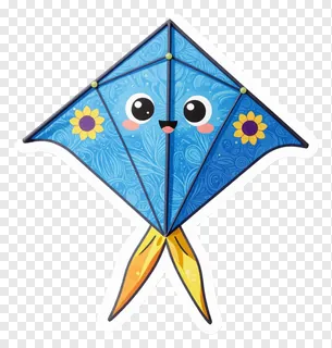 A blue kite with a happy face and sunflowers.