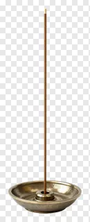 Bronze incense holder with a single incense stick.
