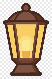 A brown lantern emitting a warm glow.