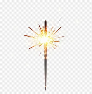 A burning sparkler emitting golden sparks.