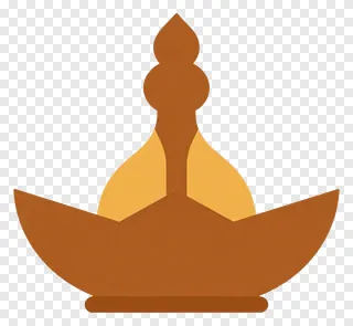 A traditional Chhath festival lamp with a curved base and ornamental top.