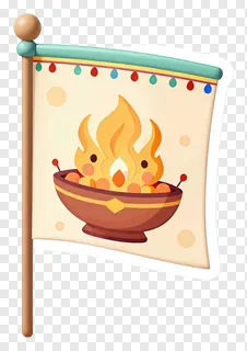 A flag depicting a Chhath Puja ritual bowl with fire.