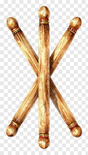 Three crossed wooden dandiya sticks with decorative bands.