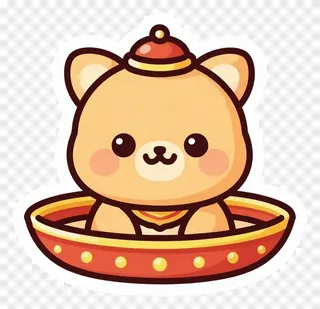 A cartoon bear in a red tilak thali.