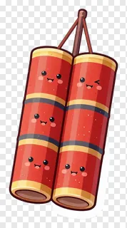 Two smiling red firecrackers hanging together.