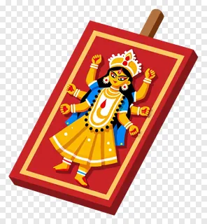 Durga Puja alpona decoration on a stick.